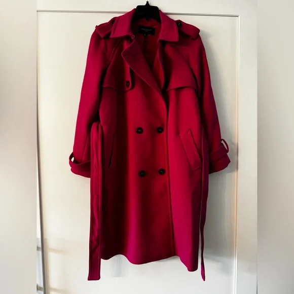 Ann Taylor women’s double breasted trenchcoat in razzle dazzle, petite small. 🩷 - Picture 11 of 13